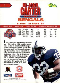 1995 Classic NFL Rookies - Printer's Proofs Silver #1 Ki-Jana Carter Back