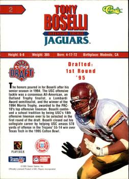 1995 Classic NFL Rookies - Printer's Proofs Silver #2 Tony Boselli Back