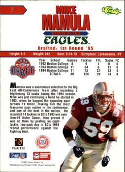 1995 Classic NFL Rookies - Printer's Proofs Silver #7 Mike Mamula Back