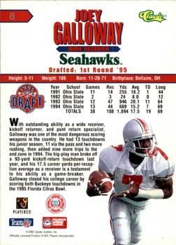 1995 Classic NFL Rookies - Printer's Proofs Silver #8 Joey Galloway Back