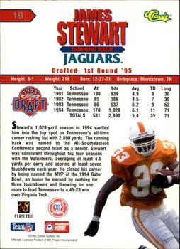 1995 Classic NFL Rookies - Printer's Proofs Silver #19 James Stewart Back