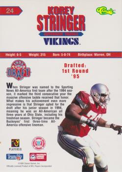 1995 Classic NFL Rookies - Printer's Proofs Silver #24 Korey Stringer Back