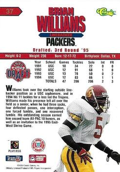 1995 Classic NFL Rookies - Printer's Proofs Silver #37 Brian Williams Back