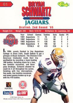 1995 Classic NFL Rookies - Printer's Proofs Silver #61 Bryan Schwartz Back