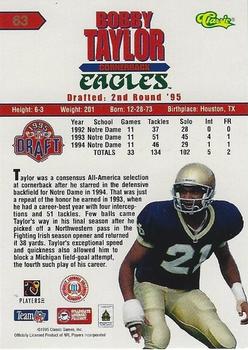 1995 Classic NFL Rookies - Printer's Proofs Silver #63 Bobby Taylor Back