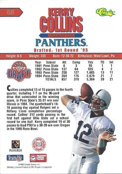 1995 Classic NFL Rookies - Printer's Proofs Silver #68 Kerry Collins Back