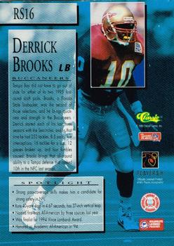 1995 Classic NFL Rookies - Rookie Spotlight #RS16 Derrick Brooks Back