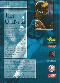1995 Classic NFL Rookies - Rookie Spotlight #RS17 Todd Collins Back