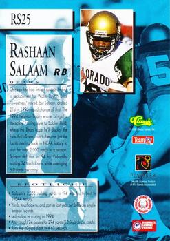 1995 Classic NFL Rookies - Rookie Spotlight #RS25 Rashaan Salaam Back