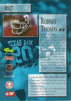 1995 Classic NFL Rookies - Rookie Spotlight #RS27 Rodney Thomas Back