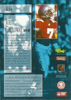 1995 Classic NFL Rookies - Rookie Spotlight Holofoils #RS4 Joey Galloway Back