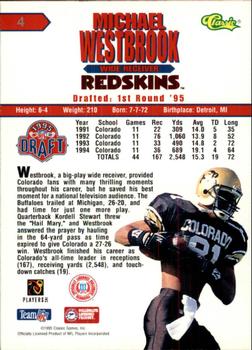 1995 Classic NFL Rookies - Silver #4 Michael Westbrook Back