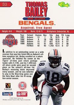 1995 Classic NFL Rookies - Silver #33 Thomas Bailey Back