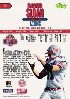 1995 Classic NFL Rookies - Silver #58 David Sloan Back