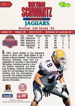 1995 Classic NFL Rookies - Silver #61 Bryan Schwartz Back