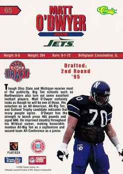 1995 Classic NFL Rookies - Silver #65 Matt O'Dwyer Back