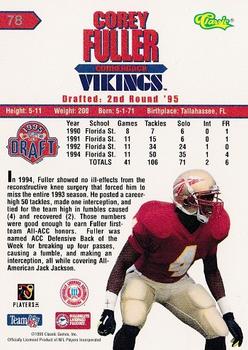 1995 Classic NFL Rookies - Silver #78 Corey Fuller Back
