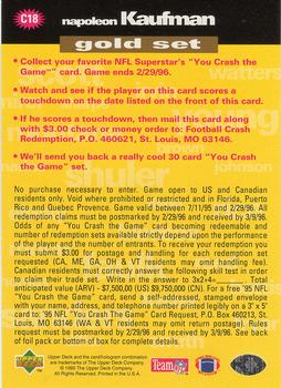 1995 Collector's Choice - You Crash the Game Gold #C18 Napoleon Kaufman Back