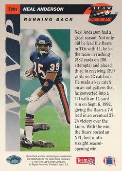 1993 Upper Deck - Team MVP #TM1 Neal Anderson Back