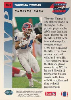 1993 Upper Deck - Team MVP #TM3 Thurman Thomas Back