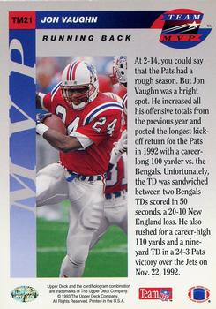 1993 Upper Deck - Team MVP #TM21 Jon Vaughn Back