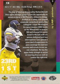 1995 Collector's Choice - Player's Club #19 Ty Law Back