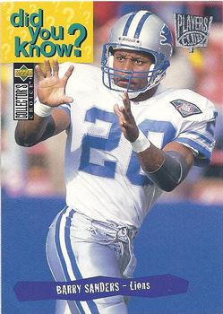 1995 Collector's Choice - Player's Club #31 Barry Sanders Front