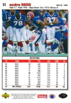 1995 Collector's Choice - Player's Club #51 Andre Reed Back