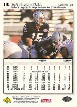 1995 Collector's Choice - Player's Club #118 Jeff Hostetler Back