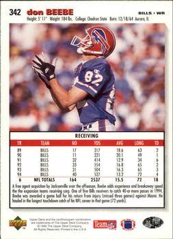 1995 Collector's Choice - Player's Club #342 Don Beebe Back