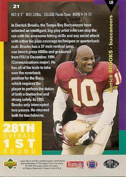 1995 Collector's Choice - Platinum Player's Club #21 Derrick Brooks Back