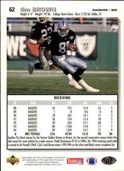 1995 Collector's Choice - Platinum Player's Club #62 Tim Brown Back