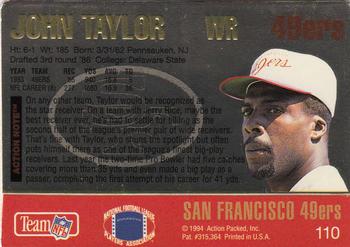 1994 Action Packed #110 John Taylor Back