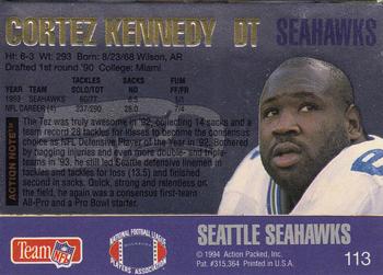 1994 Action Packed #113 Cortez Kennedy Back