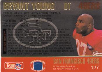 1994 Action Packed #127 Bryant Young Back
