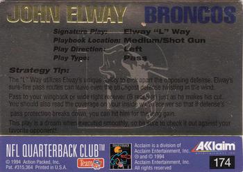1994 Action Packed #174 John Elway Back