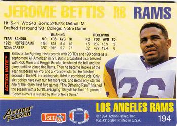 1994 Action Packed #194 Jerome Bettis Back