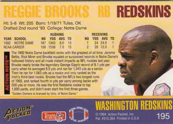 1994 Action Packed #195 Reggie Brooks Back