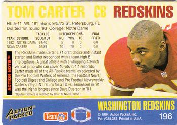 1994 Action Packed #196 Tom Carter Back