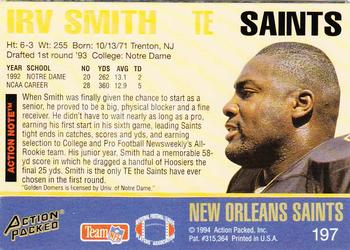 1994 Action Packed #197 Irv Smith Back