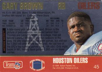1994 Action Packed #45 Gary Brown Back