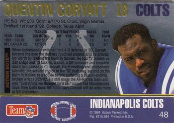 1994 Action Packed #48 Quentin Coryatt Back