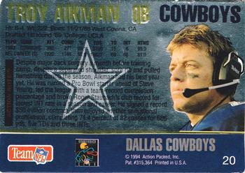 1994 Action Packed #20 Troy Aikman Back