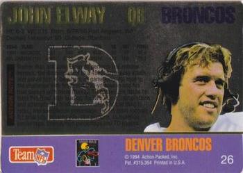 1994 Action Packed #26 John Elway Back