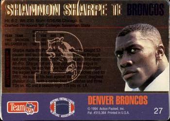1994 Action Packed #27 Shannon Sharpe Back
