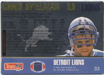 1994 Action Packed #33 Chris Spielman Back