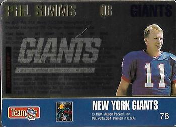 1994 Action Packed #78 Phil Simms Back