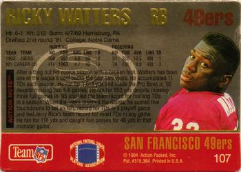1994 Action Packed #107 Ricky Watters Back