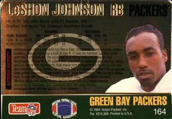 1994 Action Packed #164 LeShon Johnson Back