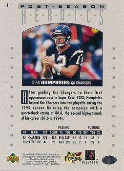 1995 Collector's Choice Update - Post-Season Heroics Silver #1 Stan Humphries Back